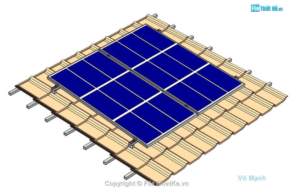 Bản vẽ bố trí tấm pin năng lượng mặt trời trên tôn ClipLock và mái ...